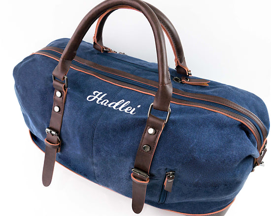 Personalized Men's Canvas Duffle Bag for Travel Weekend Getaway Business Trip Extended Vacation - MTWORLDKIDS.COM