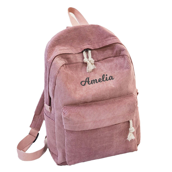 Corduroy School Backpack for Kids Girls Women Casual High School College Work Travel Shoulder Bag - MTWORLDKIDS.COM