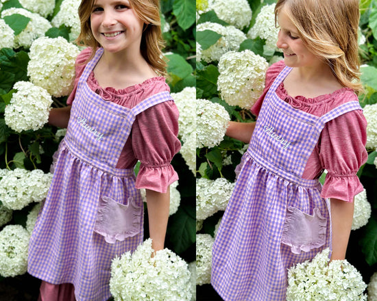 Kid's Plaid Apron With Pockets - MTWORLDKIDS.COM