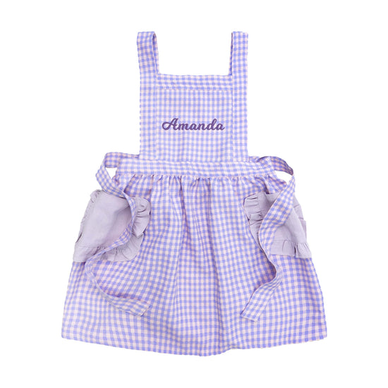 Kid's Plaid Apron With Pockets - MTWORLDKIDS.COM