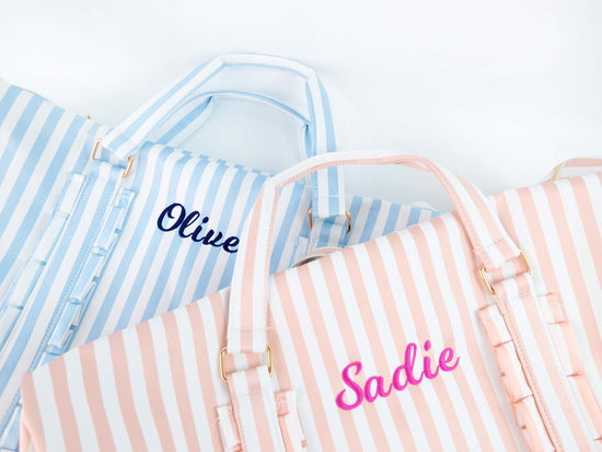 Loveshack Style Striped Duffle Bag with Personalized Name for Travel Overnight - MTWORLDKIDS.COM