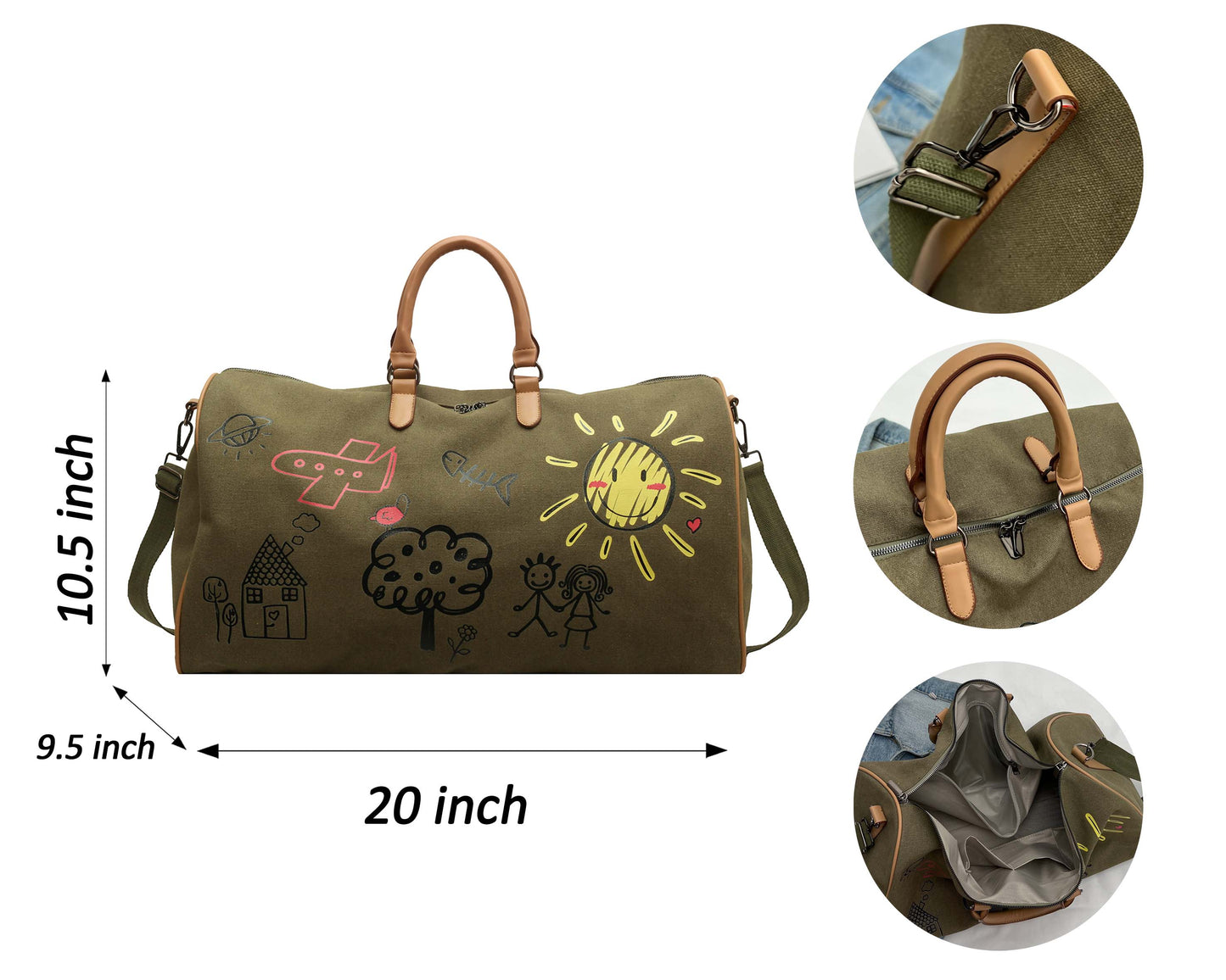 Personalized 2022 Special Edition Men’s Canvas Duffle Bag with Leather Handle for Short Trips and Extended Vacations - MTWORLDKIDS.COM