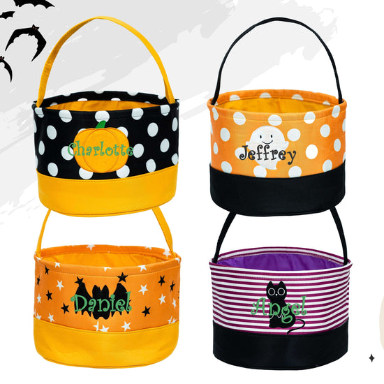 Halloween Canvas Bucket for Kids- Bat - MTWORLDKIDS.COM