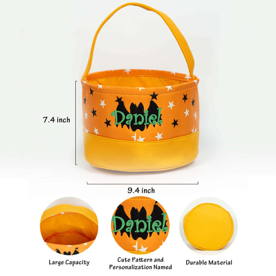 Halloween Canvas Bucket for Kids- Bat - MTWORLDKIDS.COM