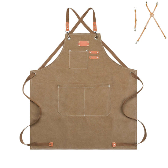 Work Apron Canvas Apron Workshop Tool Apron with Adjustable Straps - MTWORLDKIDS.COM