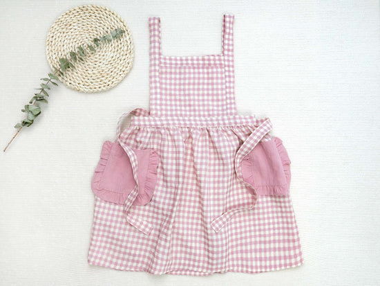 Kid's Plaid Apron With Pockets - MTWORLDKIDS.COM