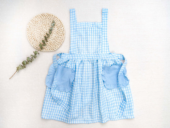 Kid's Plaid Apron With Pockets - MTWORLDKIDS.COM