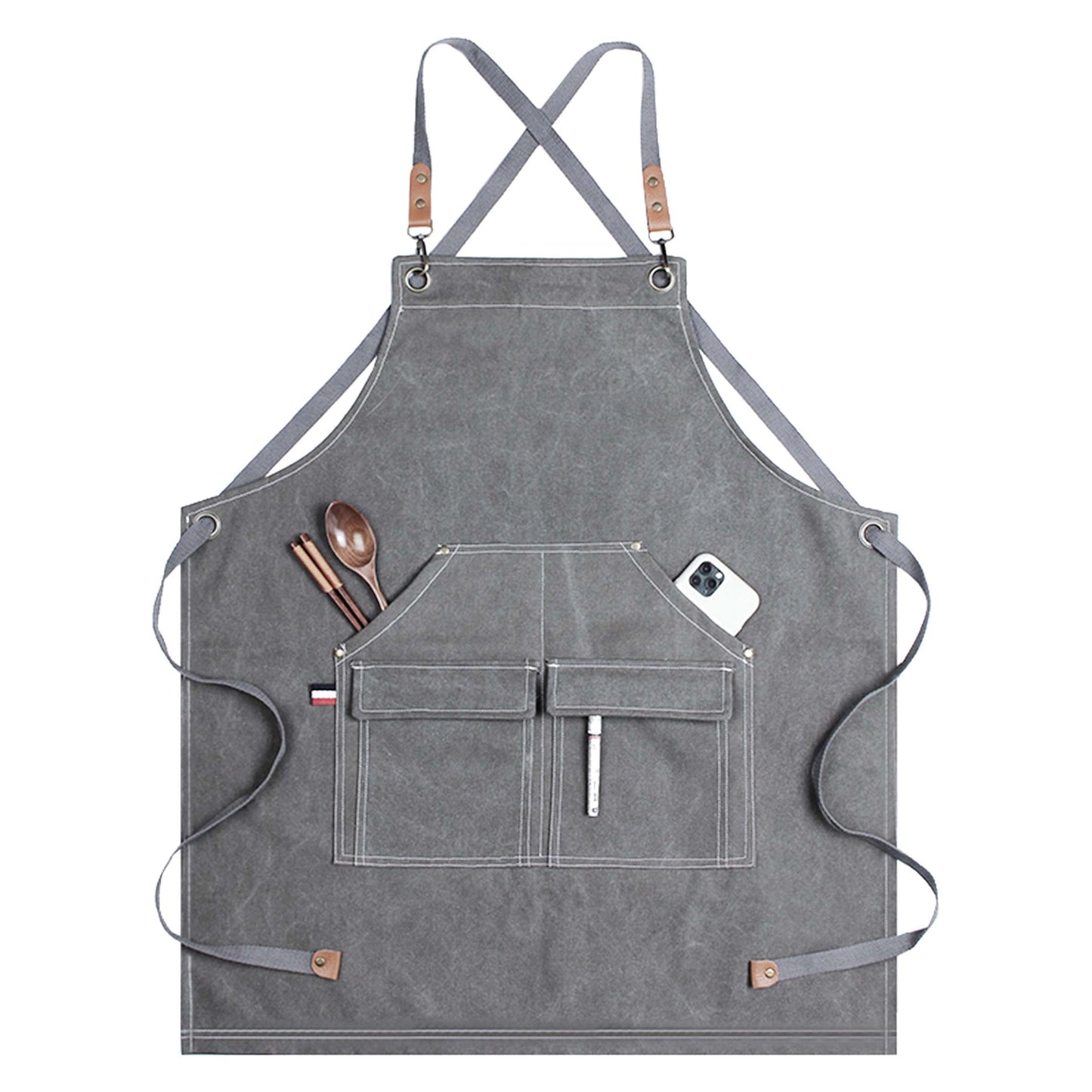 Canvas Aprons with Adjustable Strap for Kitchen Cooking Baking BBQ - MTWORLDKIDS.COM