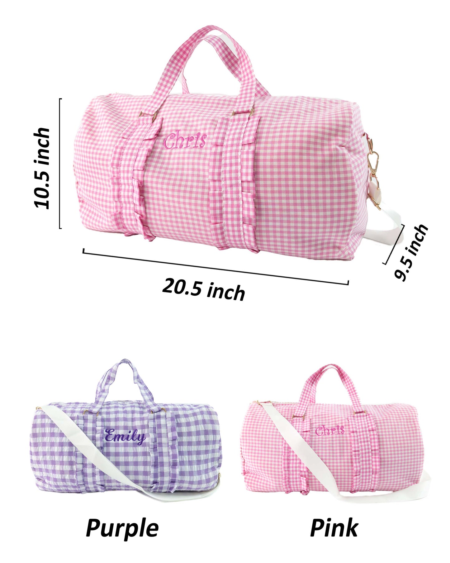 Pink Gingham Weekender Duffle - MTWORLDKIDS.COM