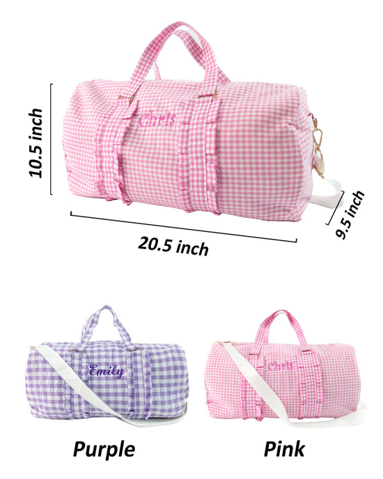 Pink Gingham Weekender Duffle - MTWORLDKIDS.COM