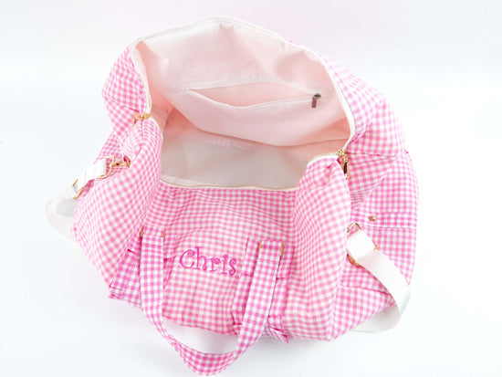 Pink Gingham Weekender Duffle - MTWORLDKIDS.COM