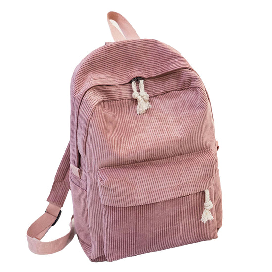 Corduroy School Backpack for Kids Girls Women Casual High School College Work Travel Shoulder Bag - MTWORLDKIDS.COM