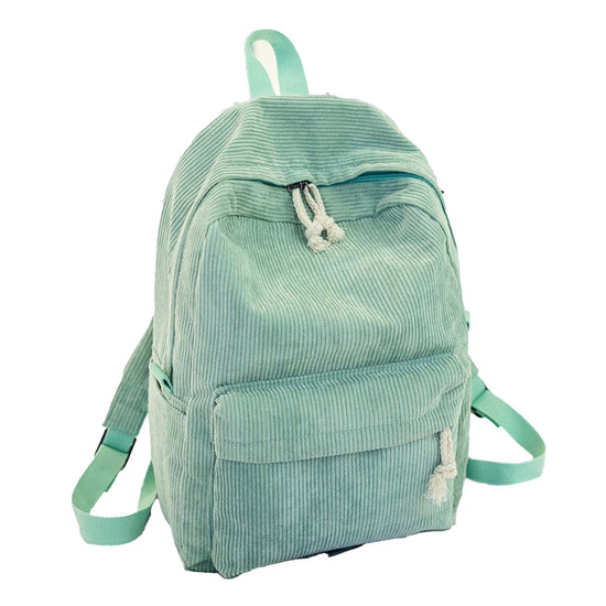 Corduroy School Backpack for Kids Girls Women Casual High School College Work Travel Shoulder Bag - MTWORLDKIDS.COM